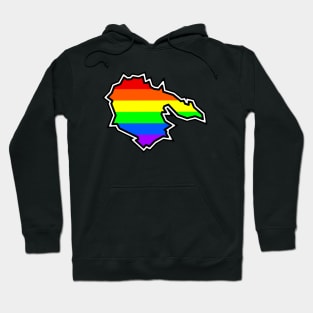 Hornby Island Silhouette - Bright Pride Flag - Rainbow Colour - Hornby Island Hoodie